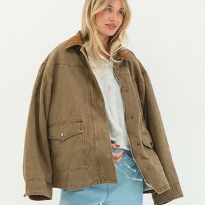 Solai Arrowhead green/Khaki barn Field Jacket with Brown corduroy Collar